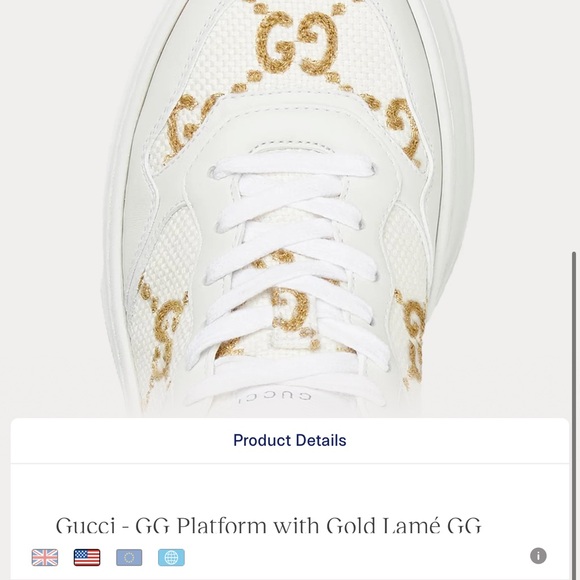 Gucci Women's Sneakers in White and Gold - Picture 2 of 8